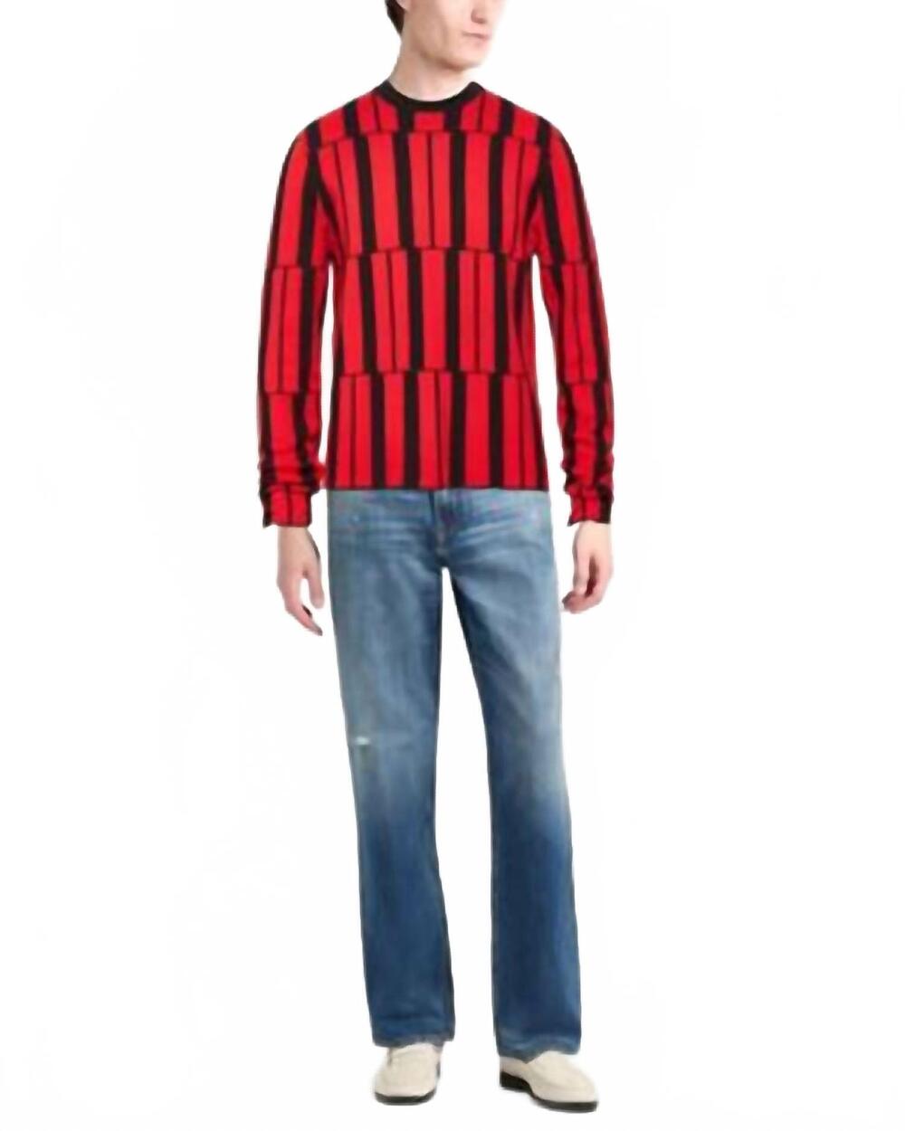 NEW SALVATORE FERRAGAMO geometric pattern sweater in black